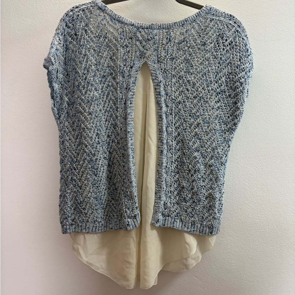 NWOT Lucky Brand Crochet Sweater Sheer Top S - Picture 3 of 3
